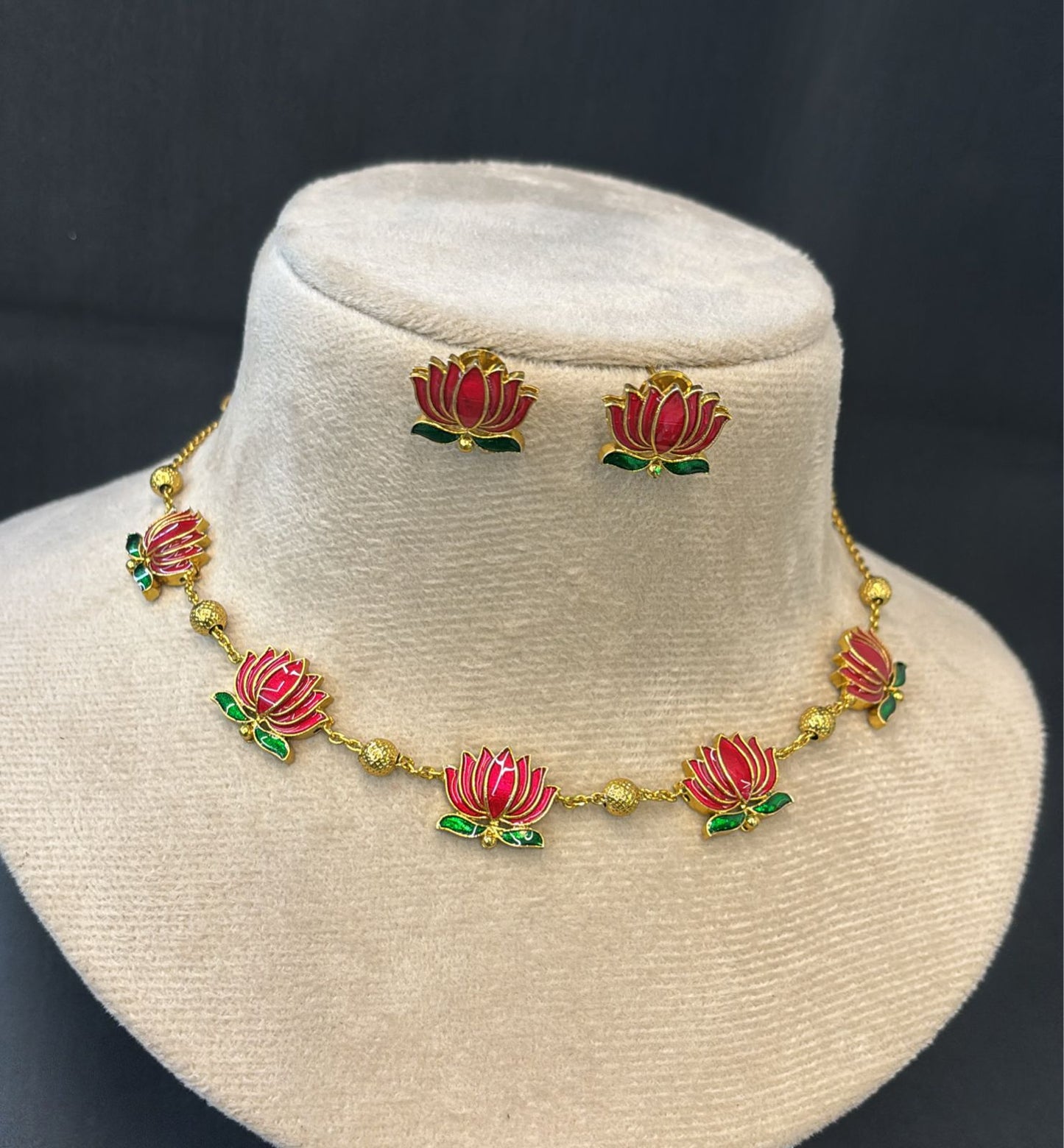 Lotus Necklace And Earrings Set NSN9
