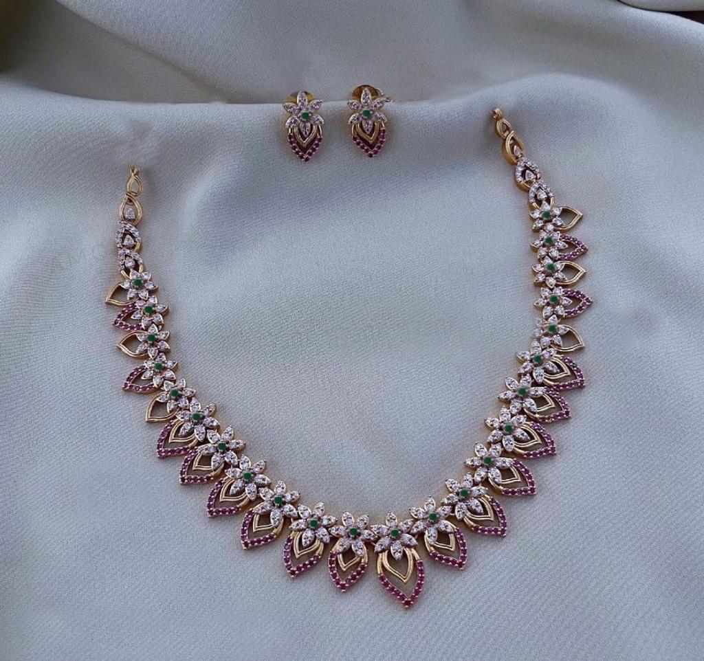 CZ Ruby Necklace Set SJCN5