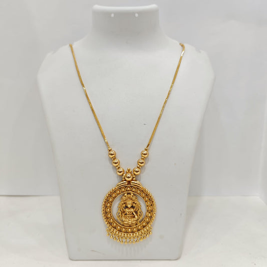 Gold Plated Lakshmi Pendant Necklace Set FSN2