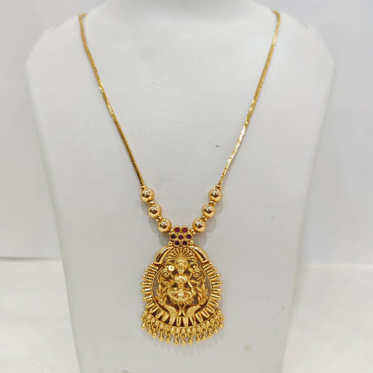 Gold Plated Lakshmi Pendant Necklace Set FSN3