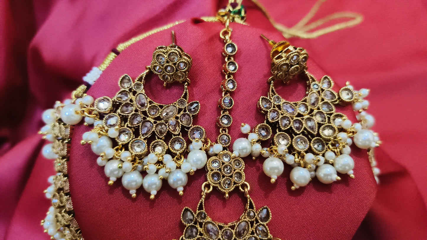 AD Necklace with Chutti and Earrings