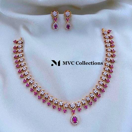 Cubic Zircon (CZ) Stone Necklace and Earring Set RJN1