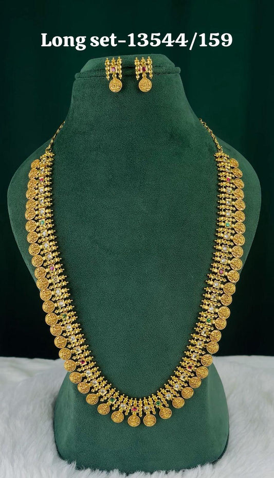 Kasu Long Haaram with Matching Earrings NFN2