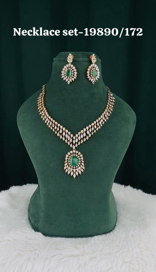 Premium AD Emerald Necklace Set NFN8A