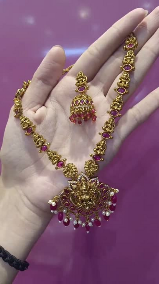 Premium Temple Design Necklace Set RKN5