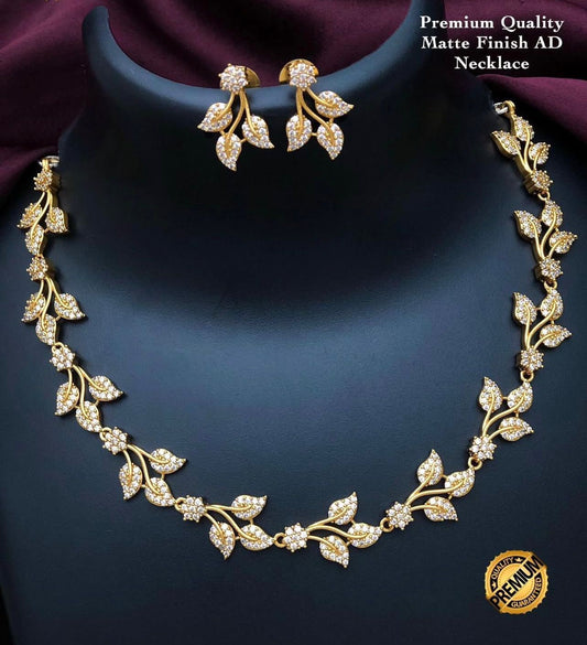 Premium Quality Matte Finish AD Necklace Set SJCN2