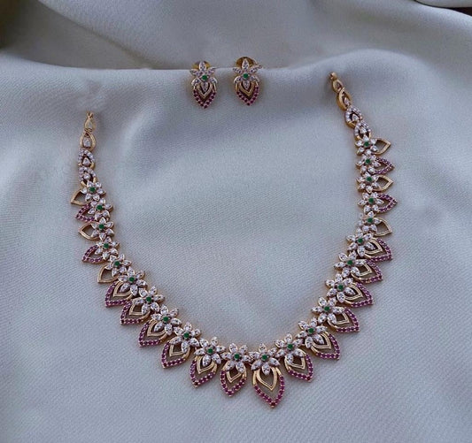 CZ Ruby Necklace Set SJCN5