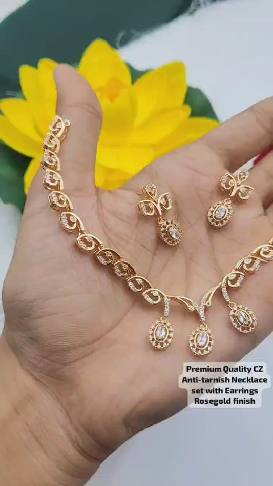Rose Gold Plated Premium Anti-Tarnish Necklace Set SJCN3
